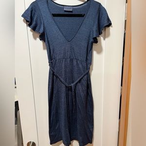 Michael Stars Midnight Blue Shimmery Flutter Sleeve Dress size O/S